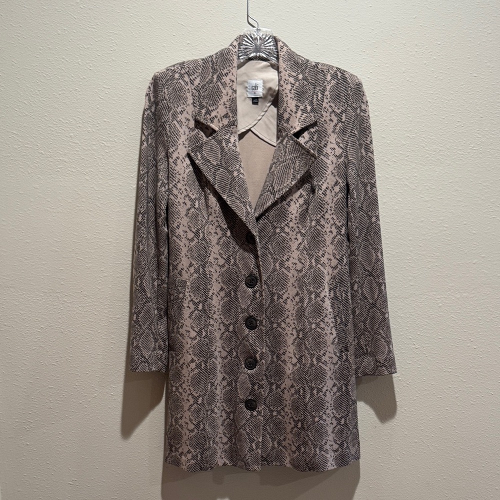 CAbi Beige Snake Print Blazer